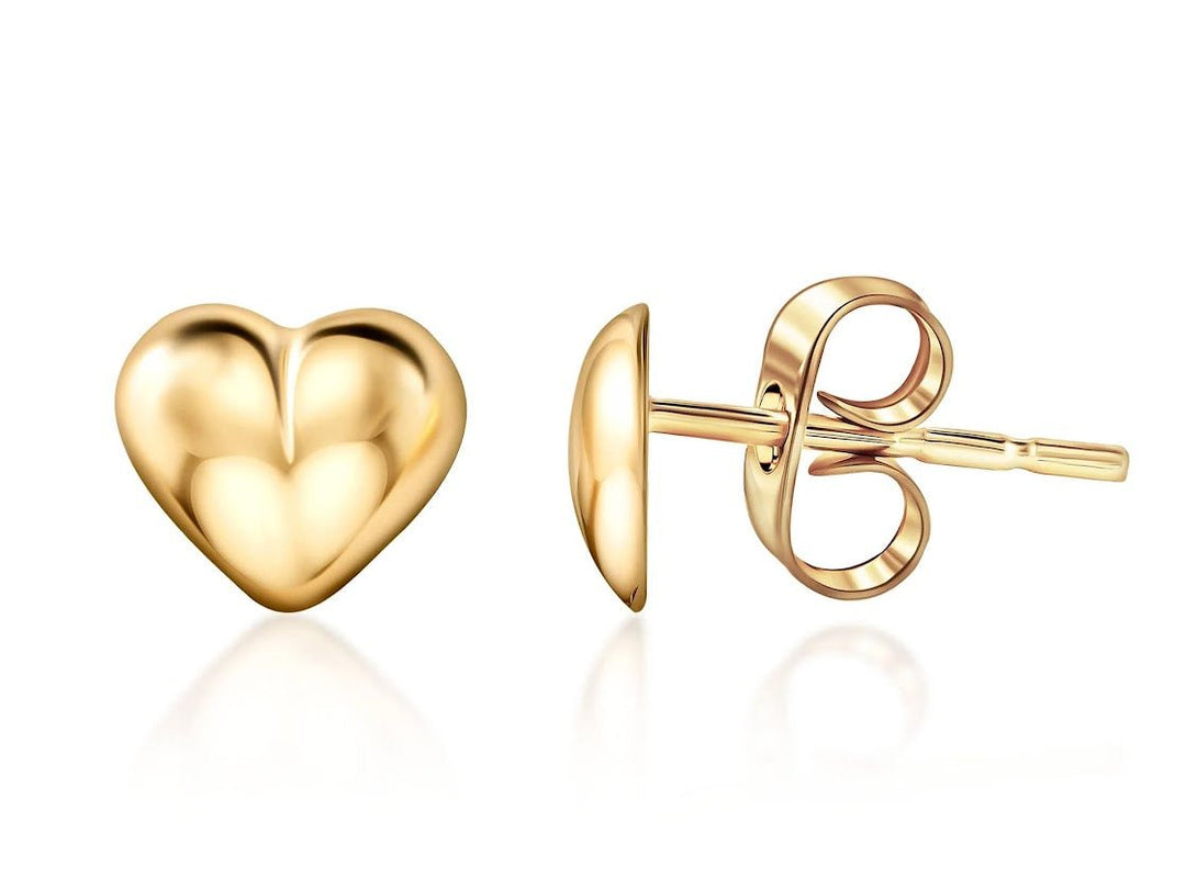 14k Puffy Heart Stud Earrings