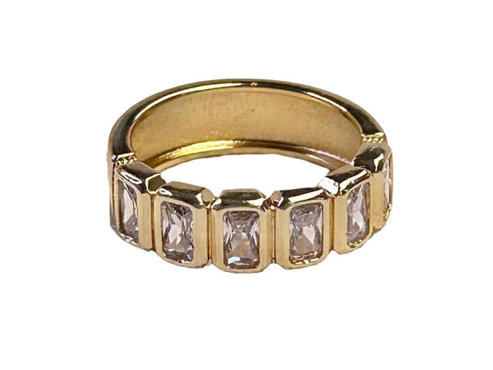 Gold Chunky CZ Band Ring