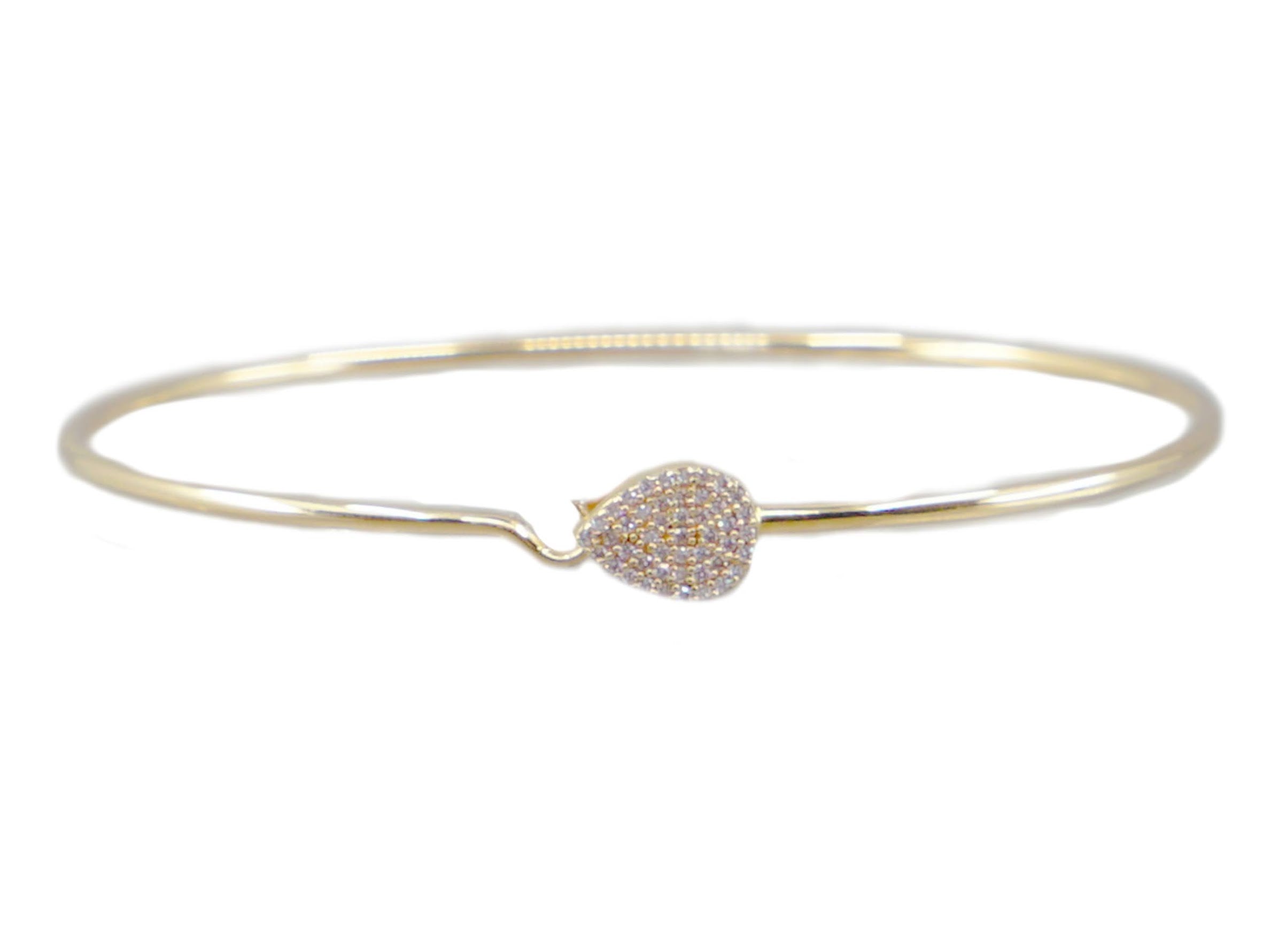 14k Pave Tear Wire Bangle with Diamonds
