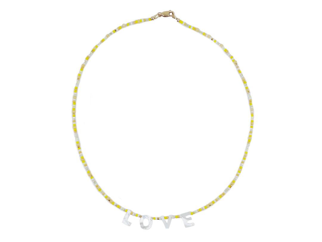 MOP LOVE Necklace with Yellow Beads