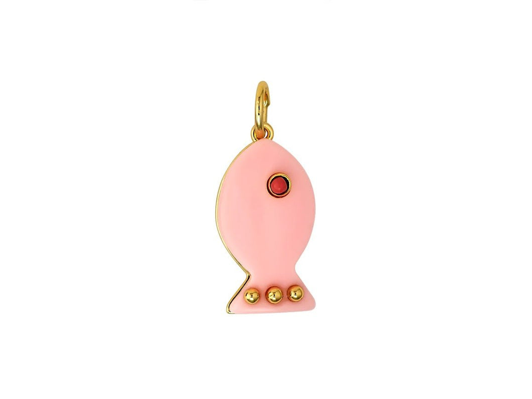 Pink Coral Fish Charm with Coral Eye