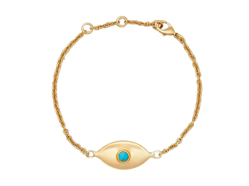 Gold Evil Eye Bracelet with Turquoise