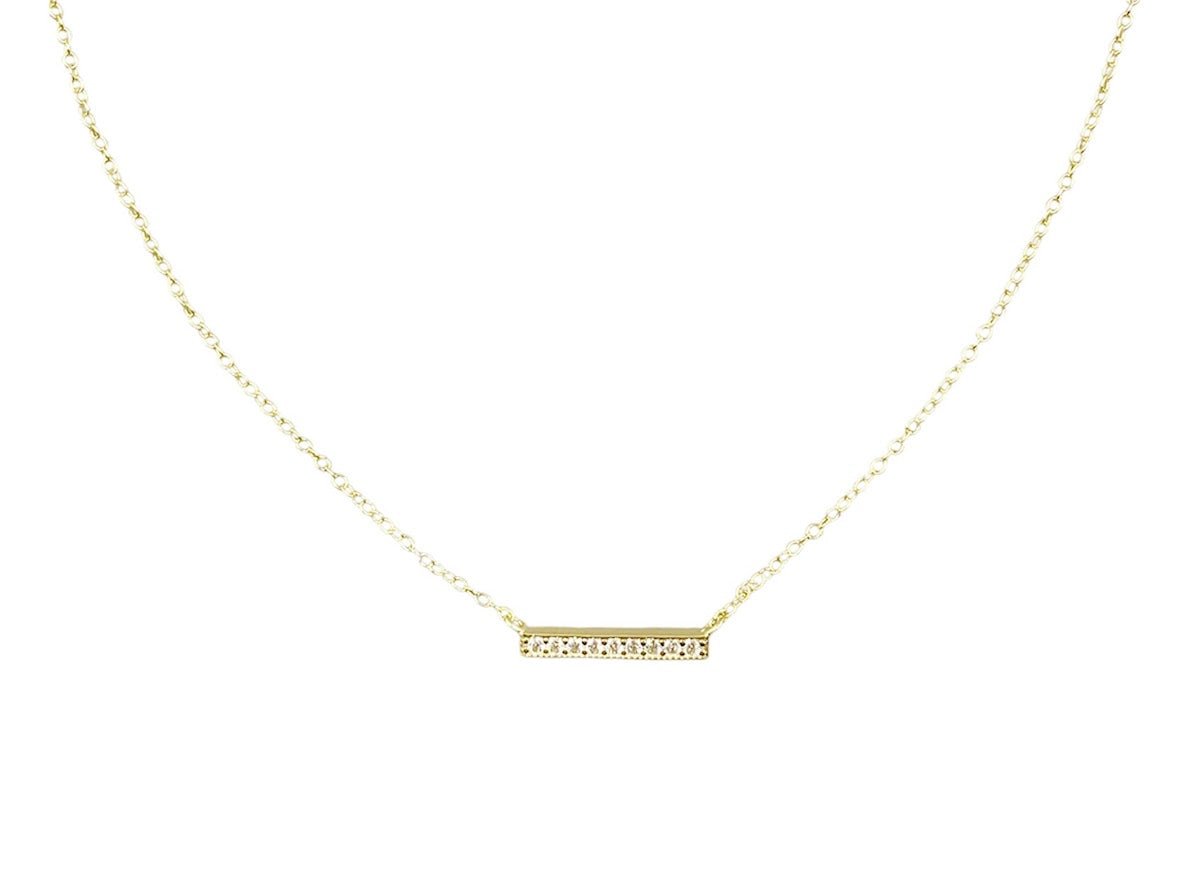 Gold and CZ Bar Necklace