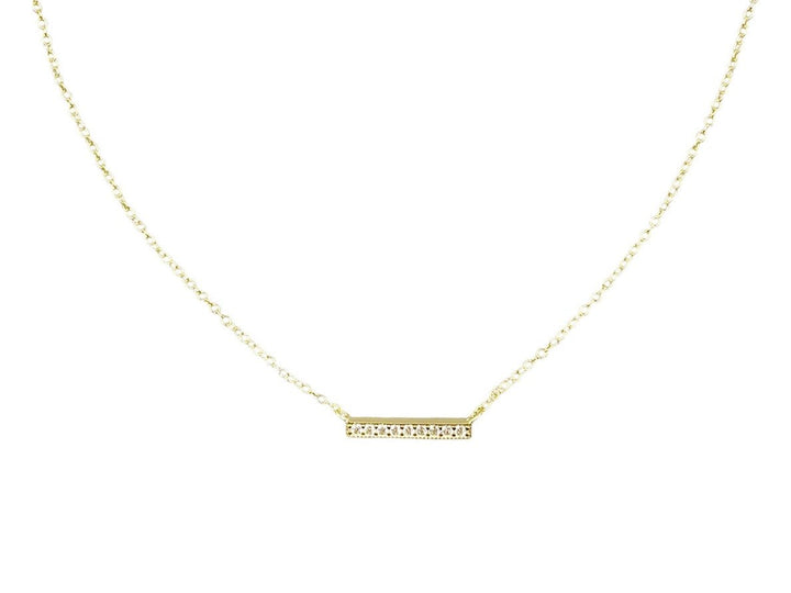 Gold and CZ Bar Necklace
