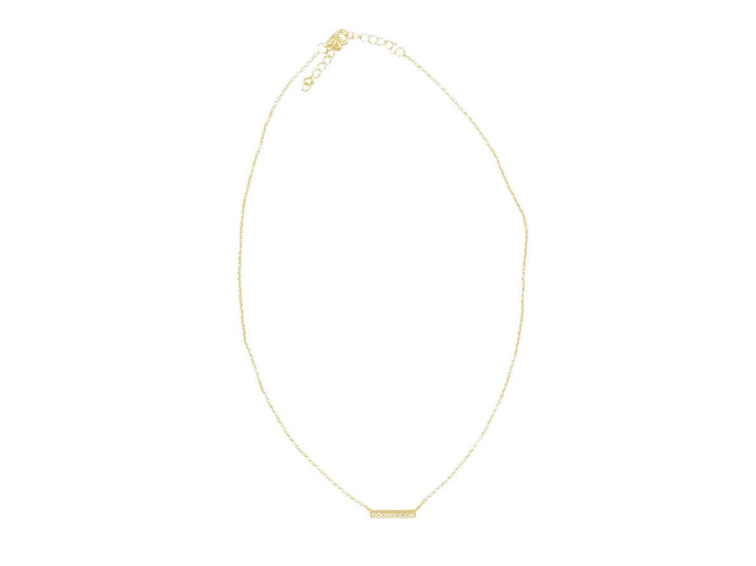 Gold and CZ Bar Necklace