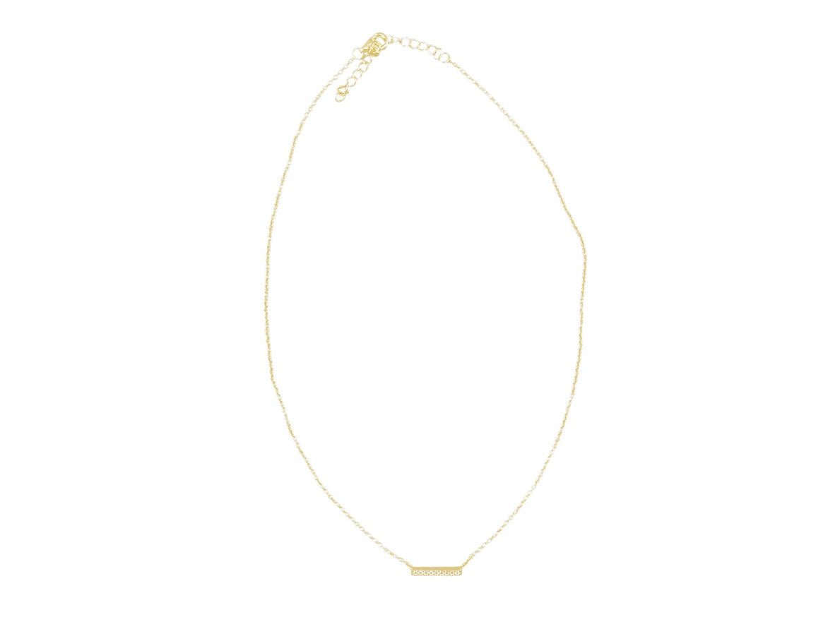 Gold and CZ Bar Necklace