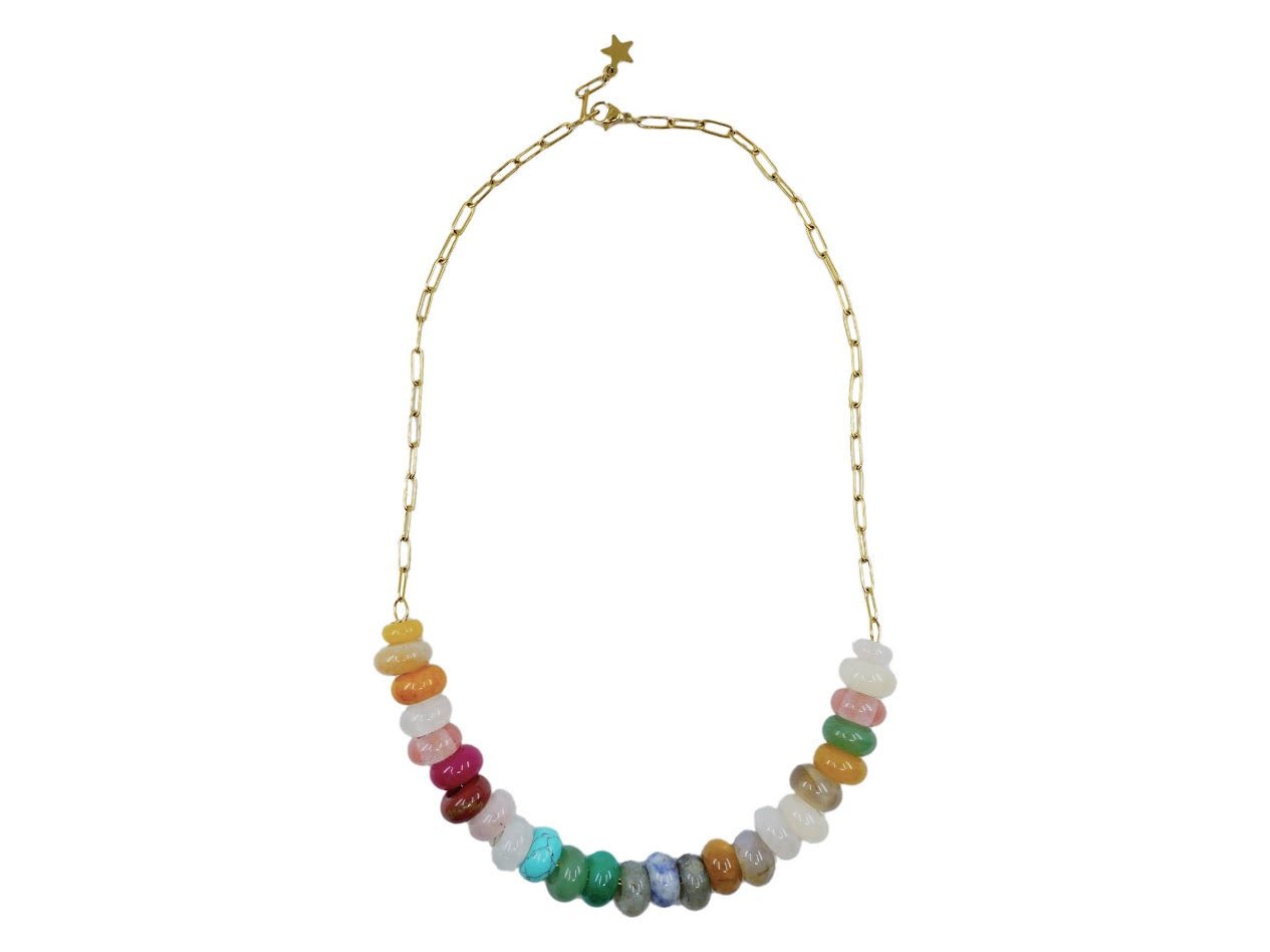 Multicolor Gemstone Chain Necklace