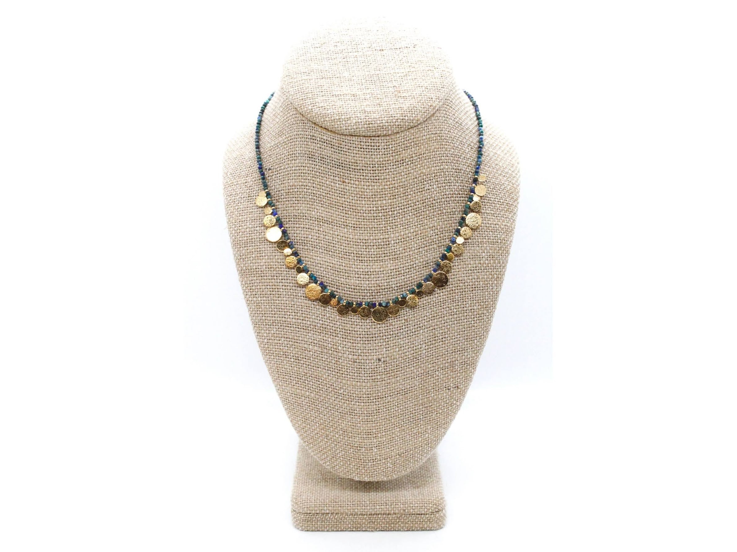Azurite Necklace with Gold Discs