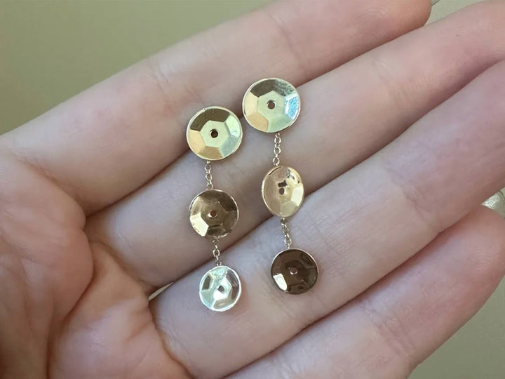 14k Sequin Drop Earrings