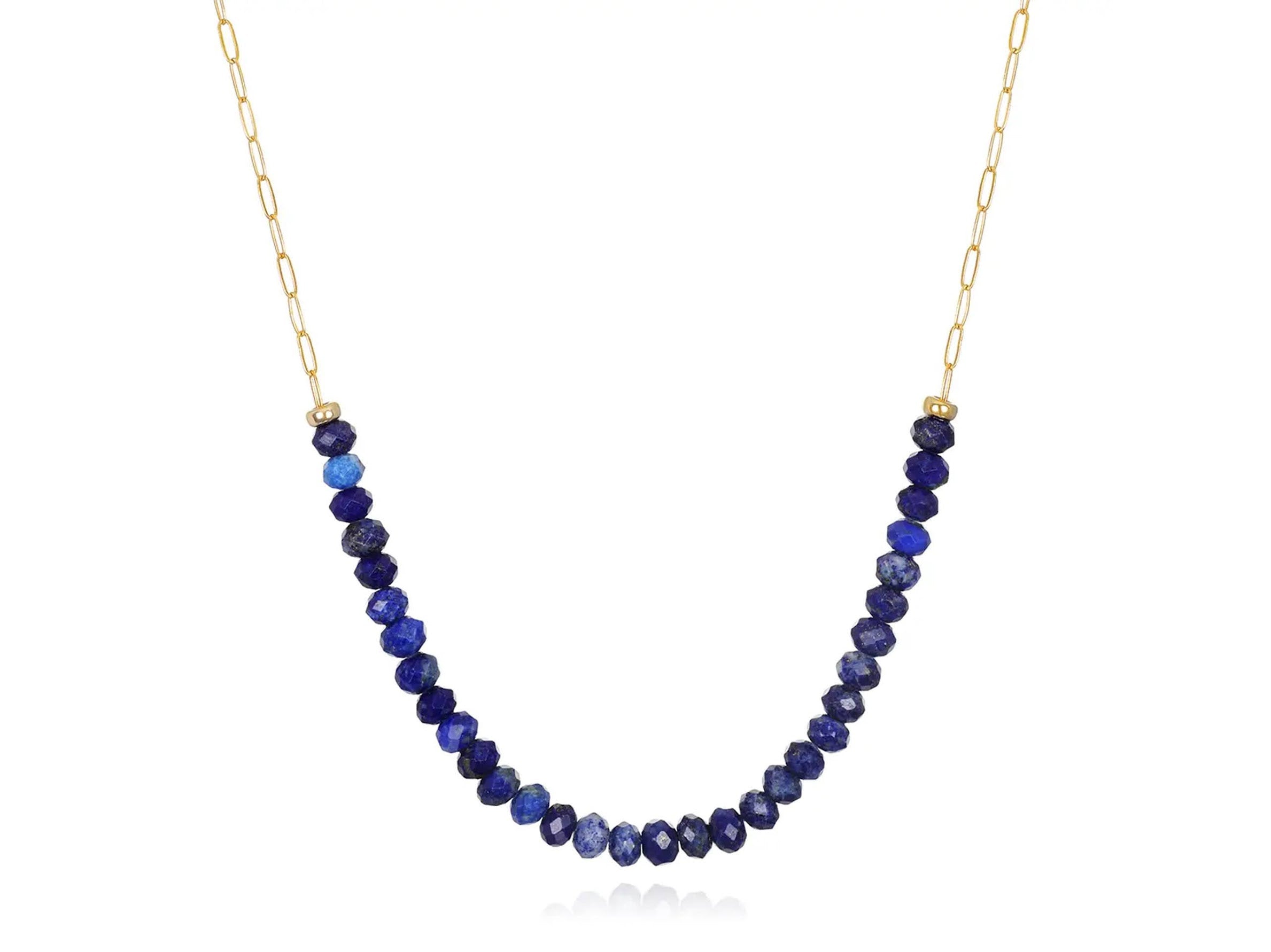 Faceted Lapis Bead Necklace