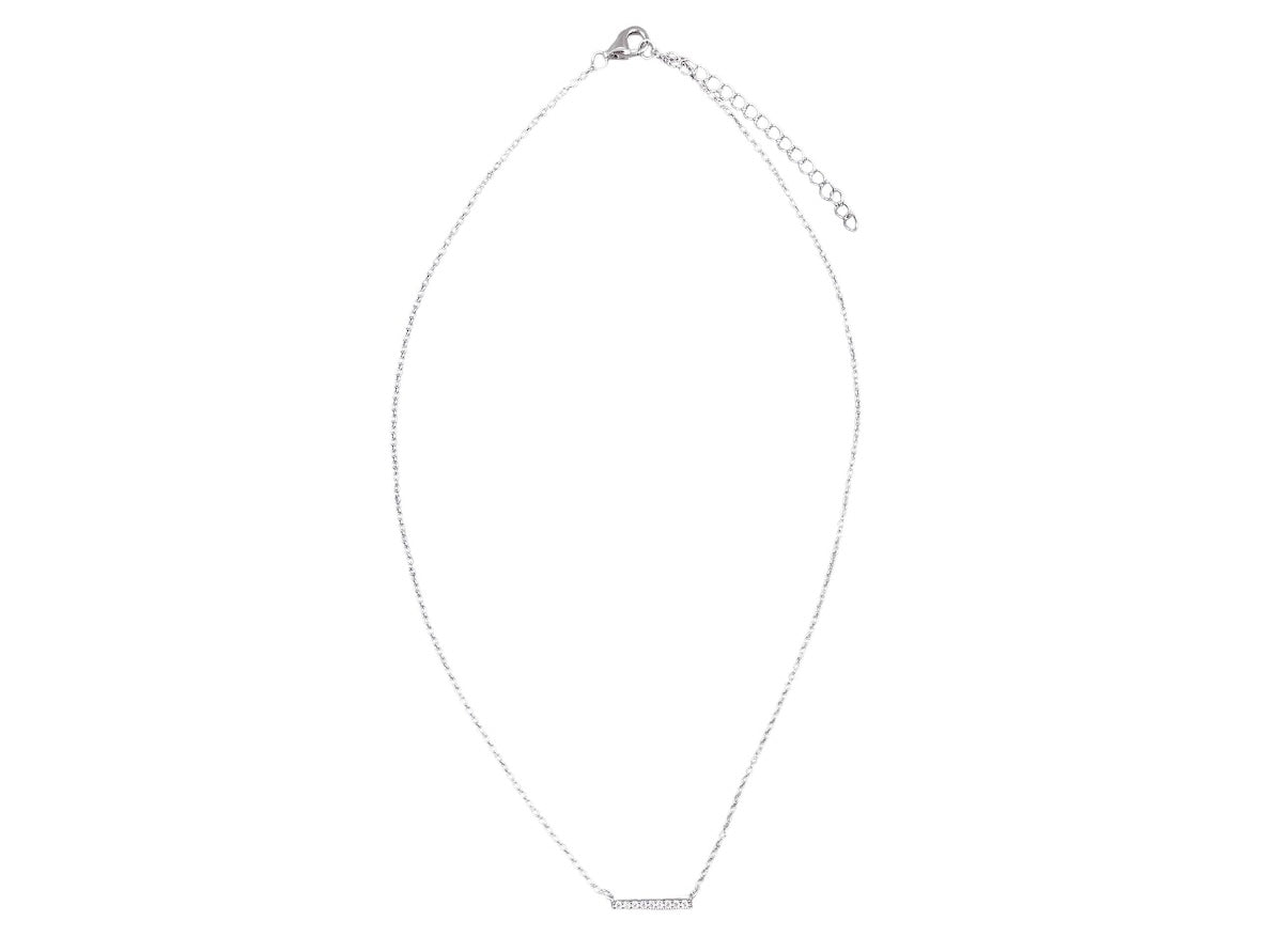 Silver and CZ Bar Necklace