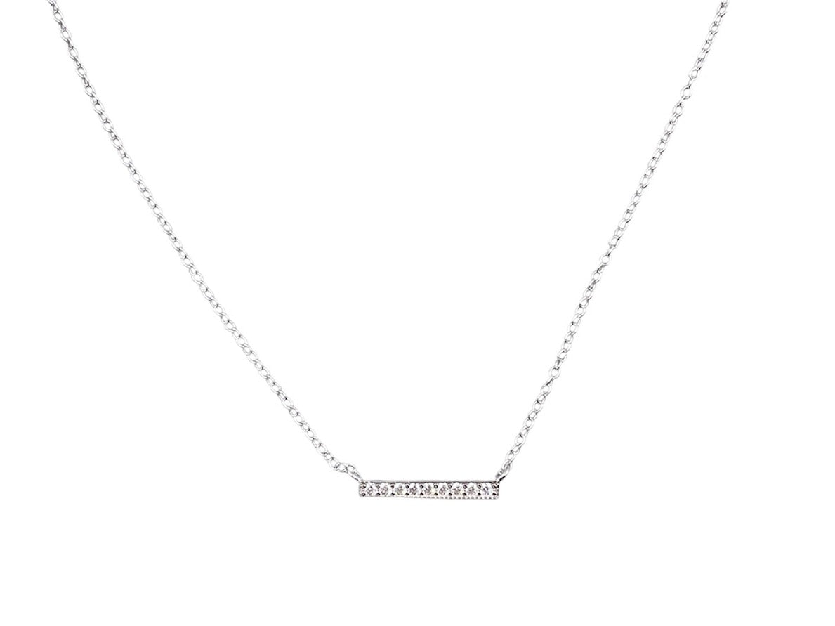Silver and CZ Bar Necklace