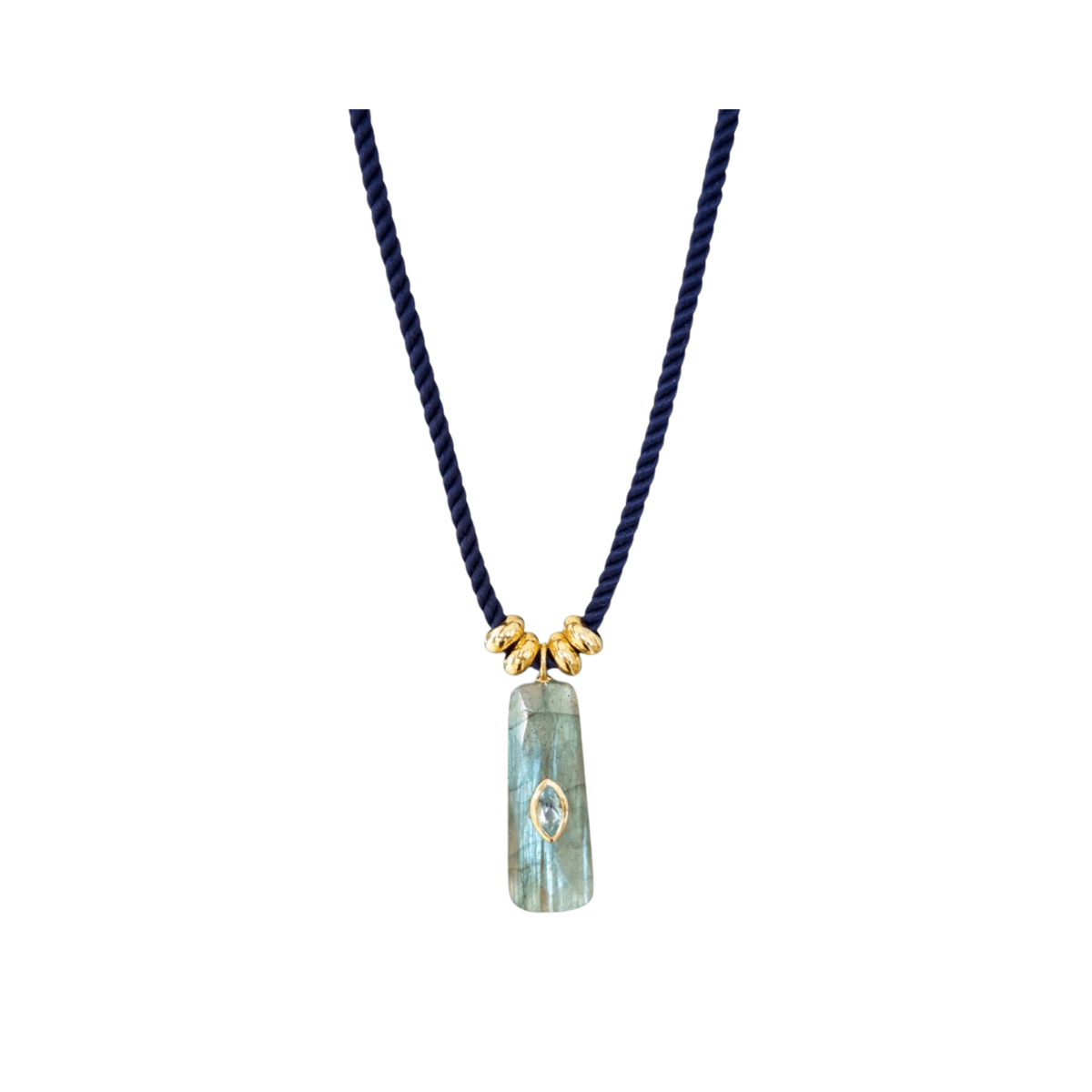 Labradorite and Topaz Charm on Cord Necklace