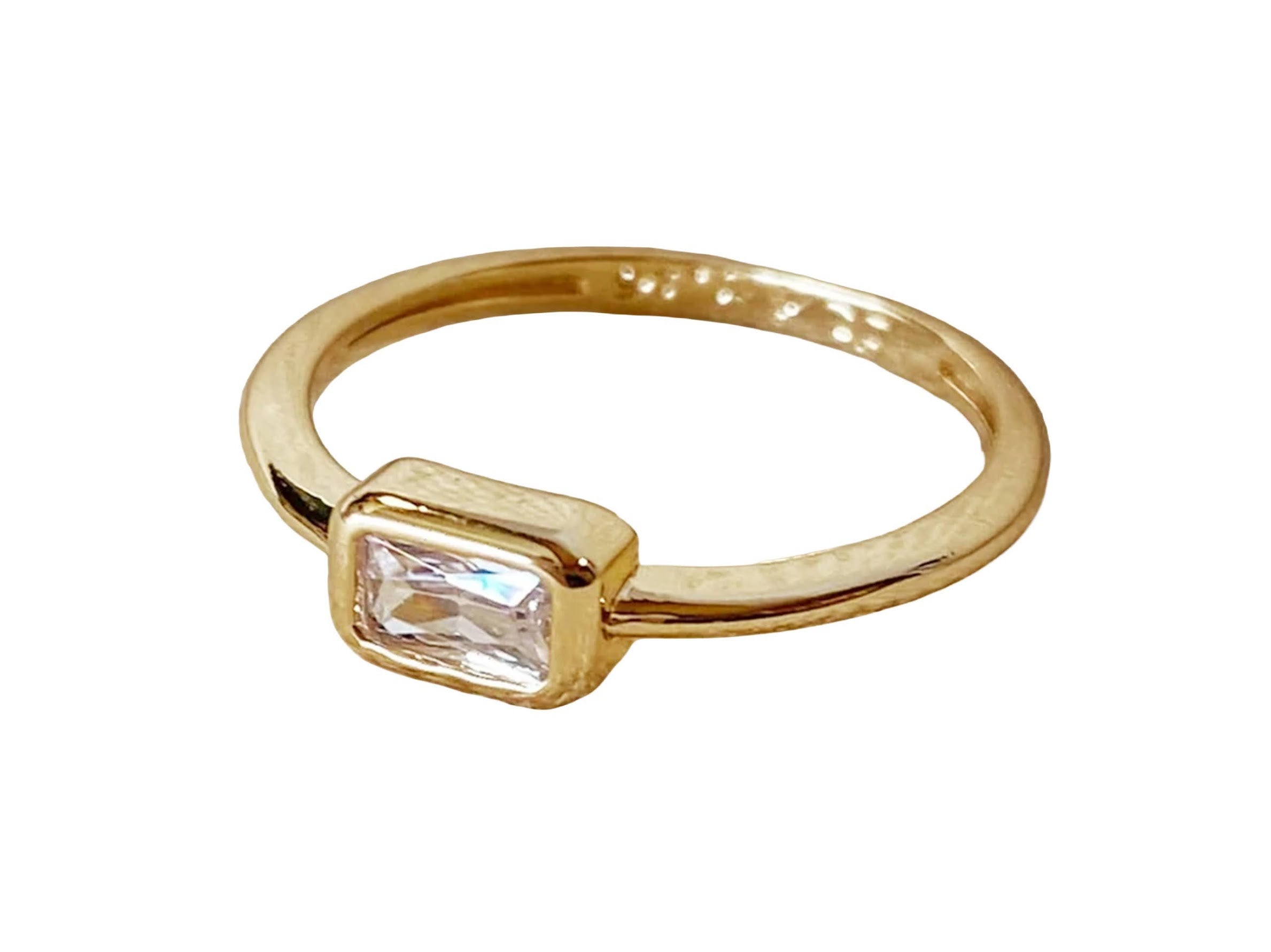 Gold Rectangle Solitaire Ring