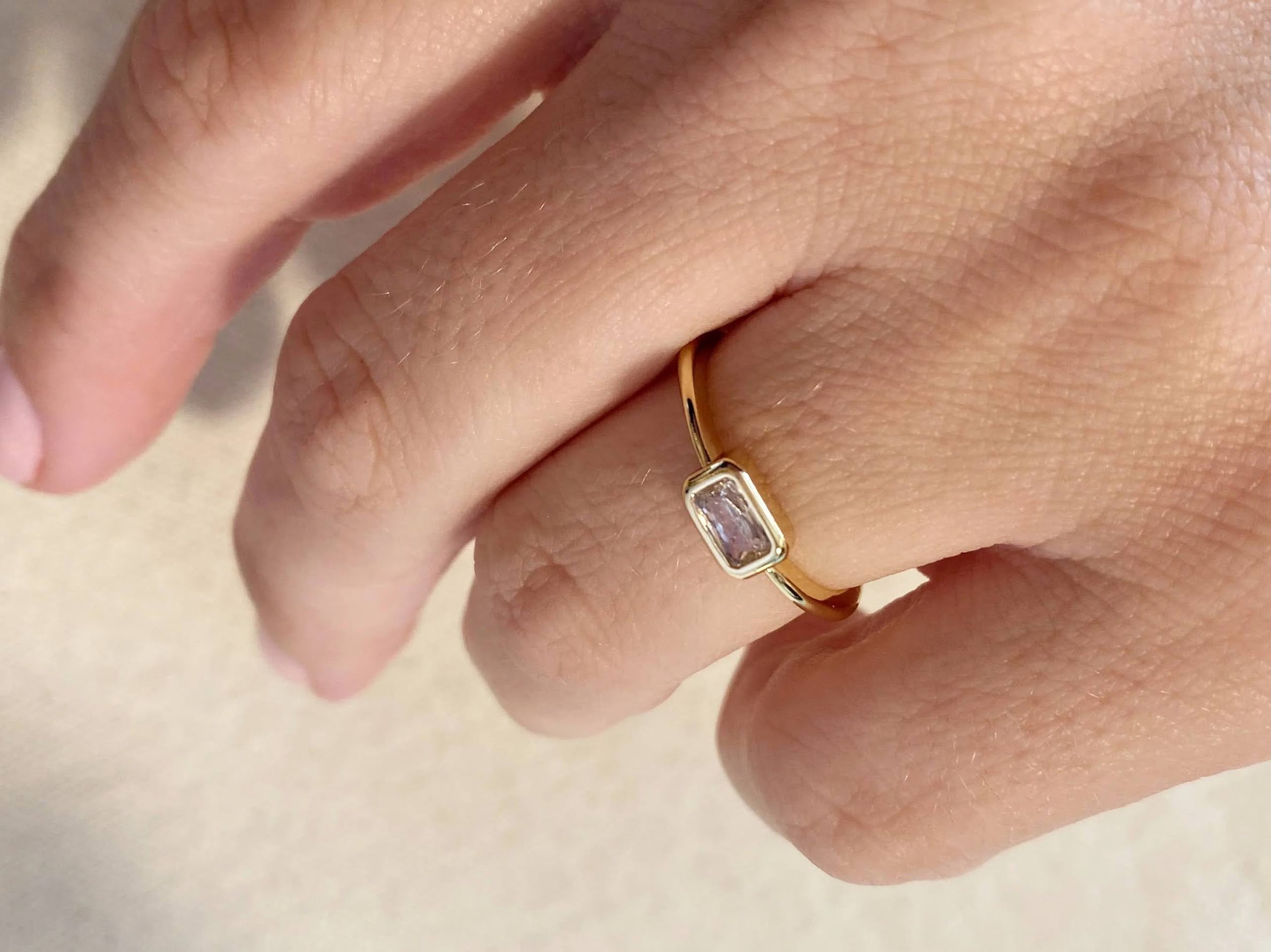 Gold Rectangle Solitaire Ring