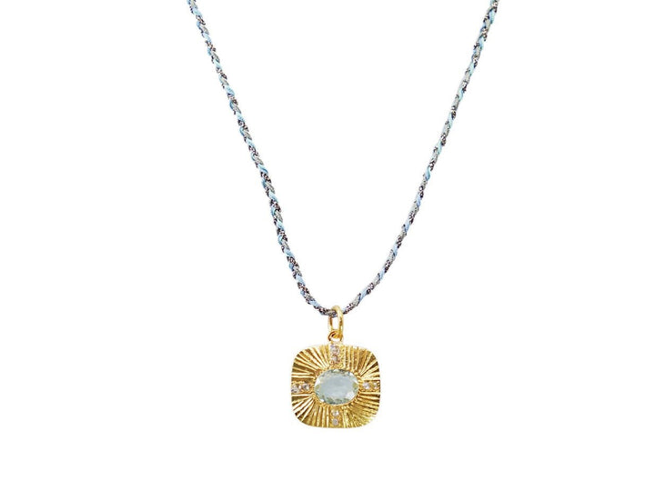 Aquamarine and Diamond Pendant Necklace