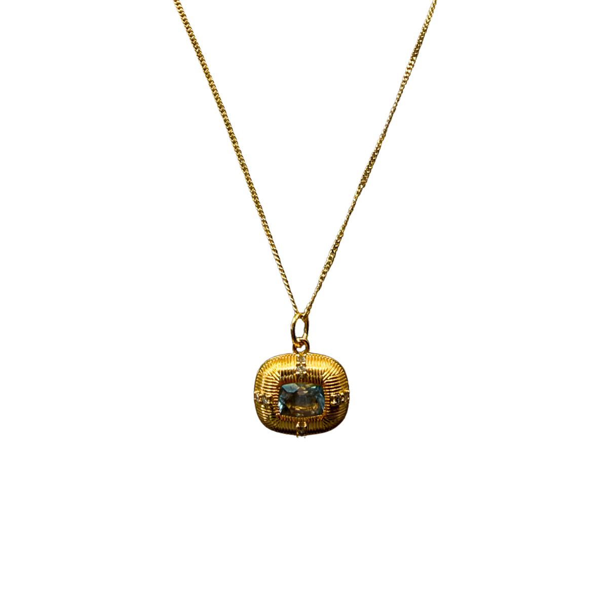 Aquamarine and Diamond Pendant Necklace