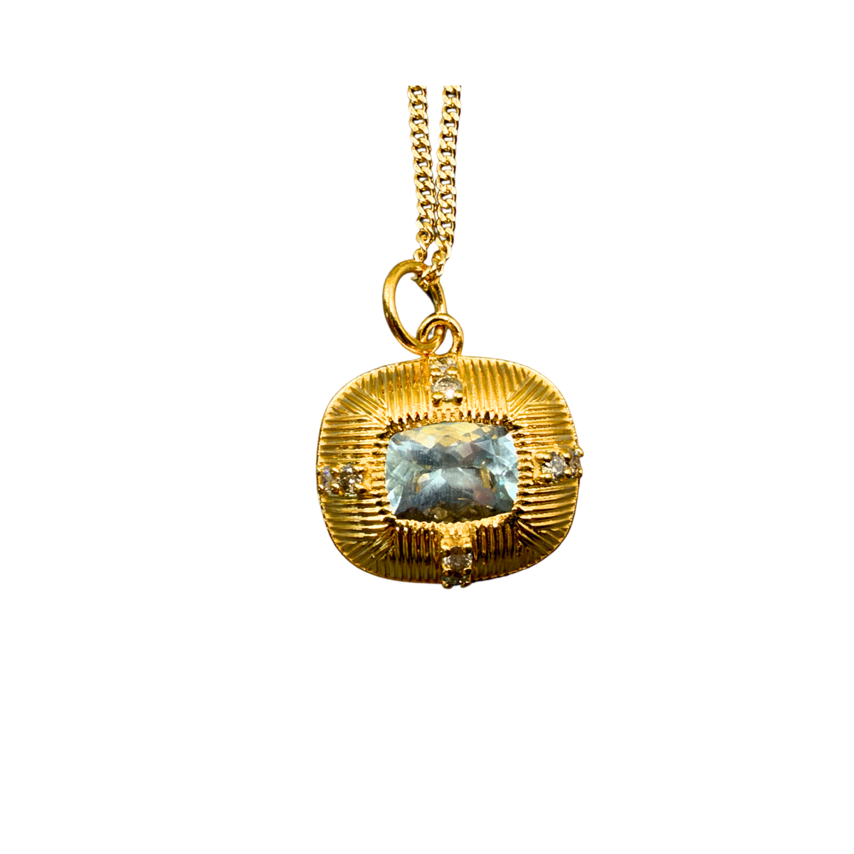Aquamarine and Diamond Pendant Necklace
