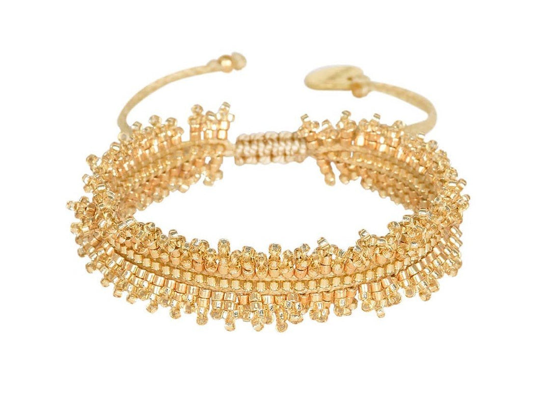 Ruffled Gold Bead Adjustable Bracelet