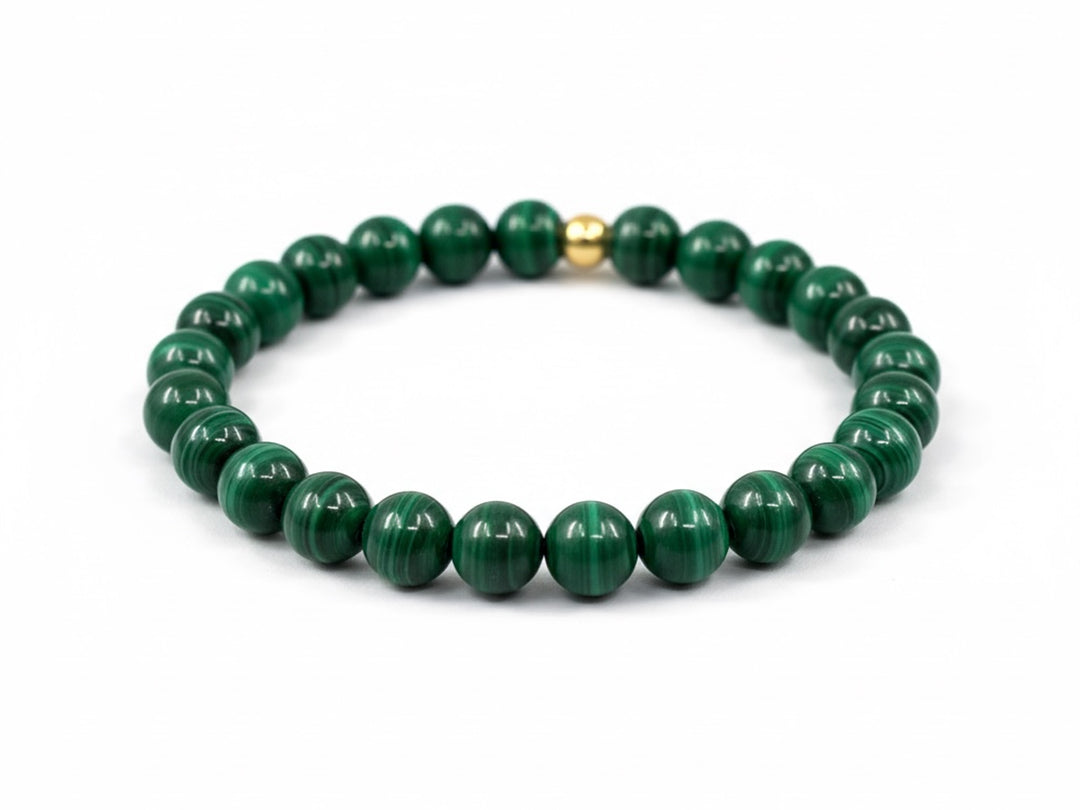 Malachite Bracelet with Gold Bead.