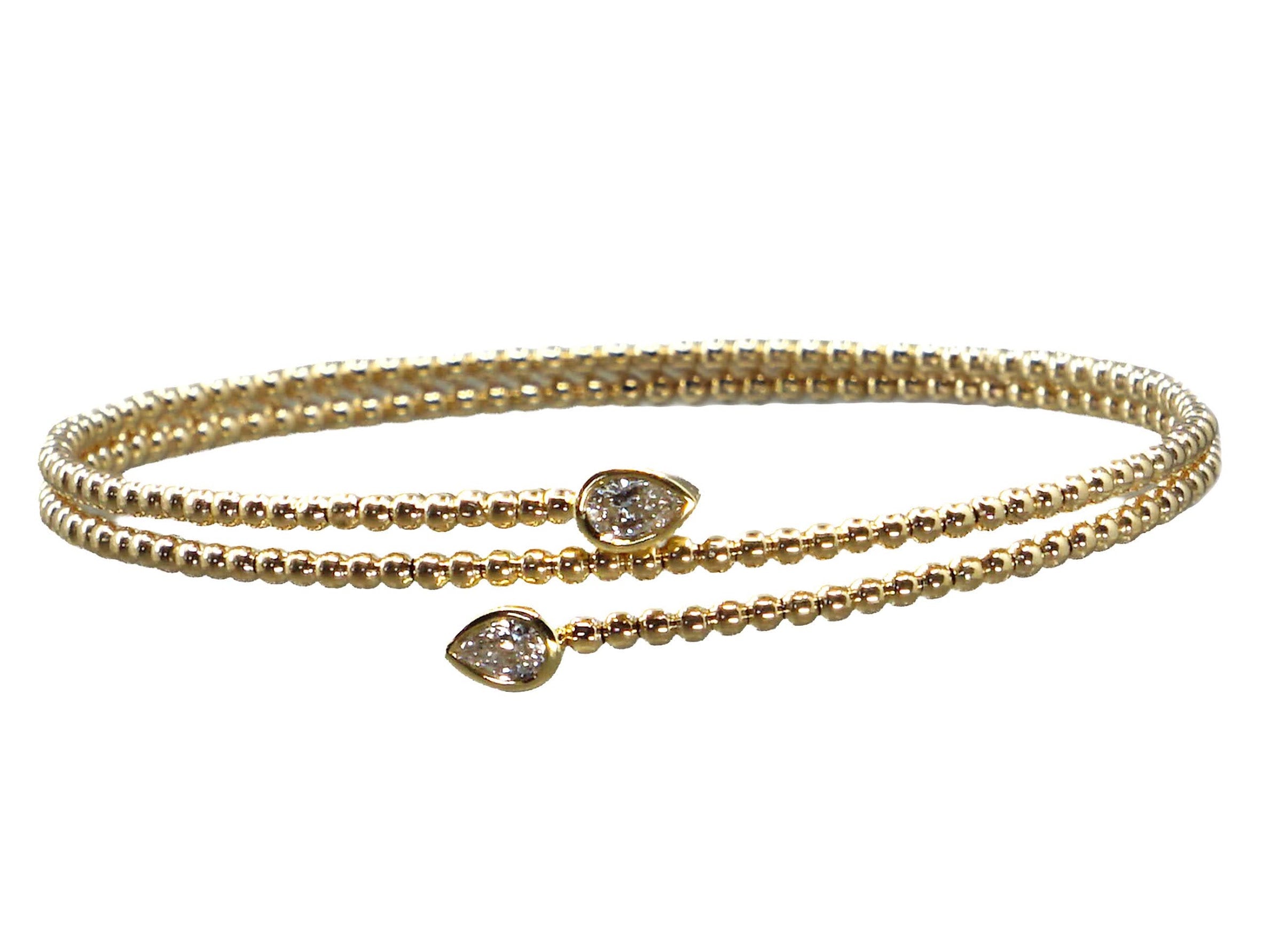 14k Double Flexible Bangle with Diamonds