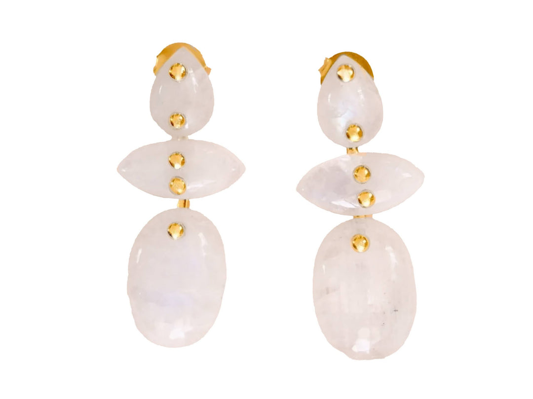 Moonstone Triple Stone Earrings