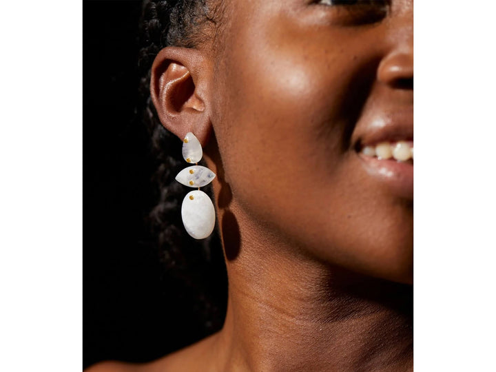 Moonstone Triple Stone Earrings