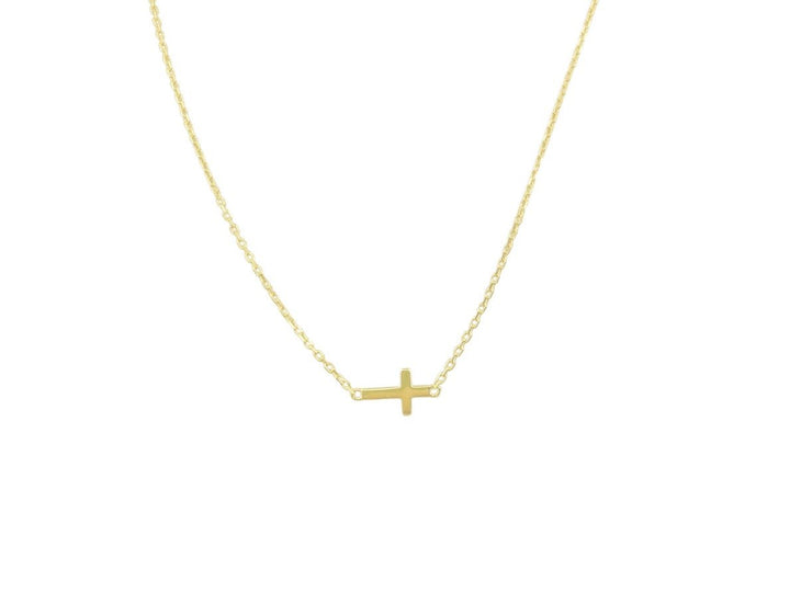 Gold Side Cross Necklace