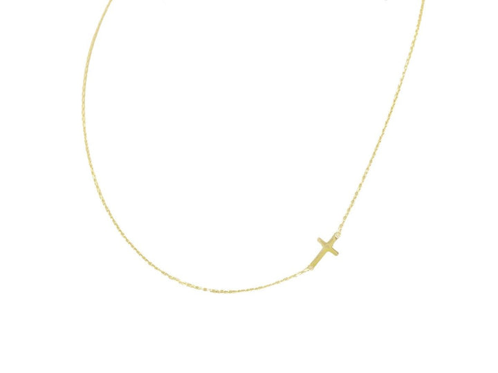 Gold Side Cross Necklace