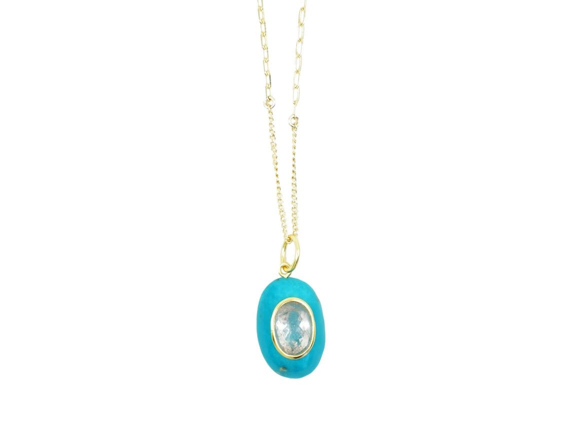 Turquoise with Morganite Pendant Necklace
