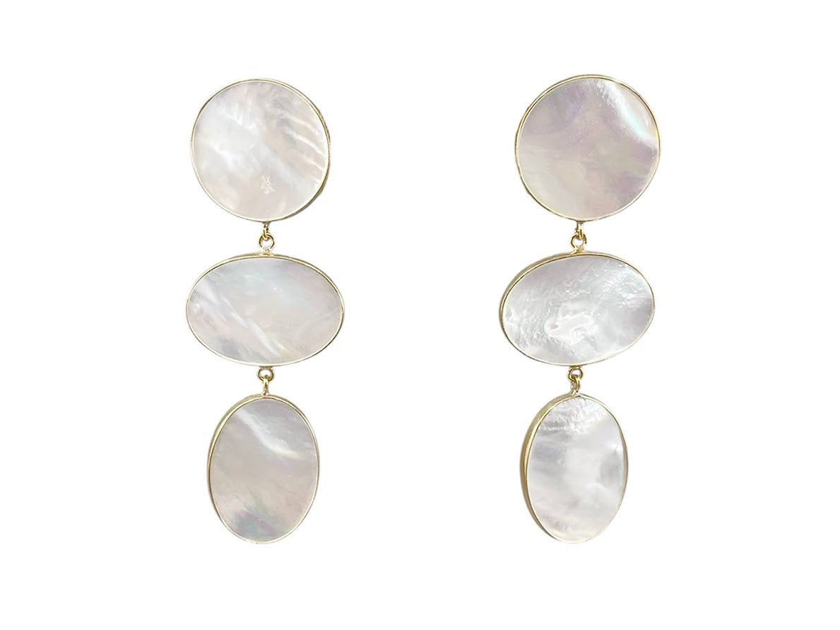 Mother of Pearl Triple Disc Earrings