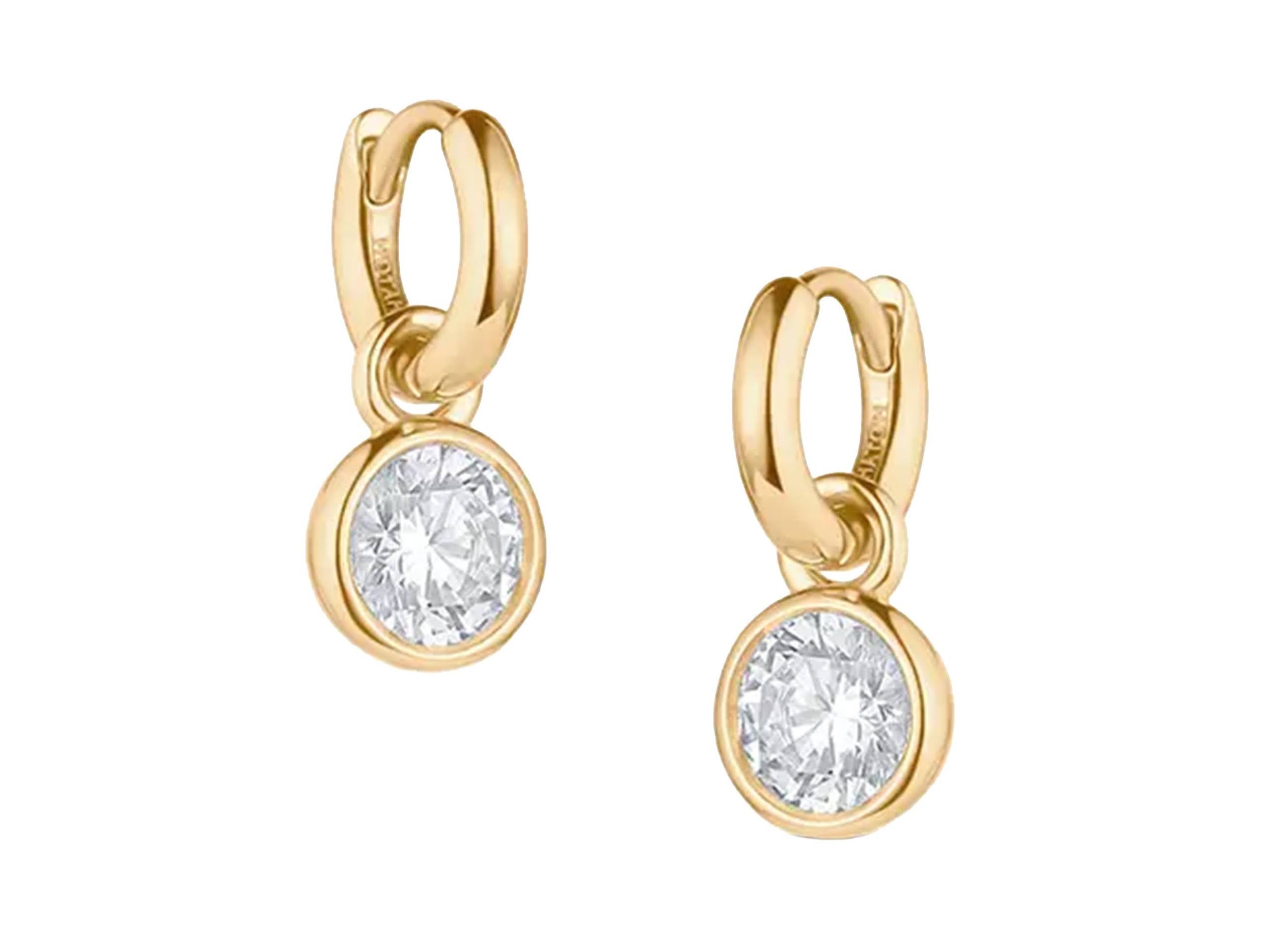Petite Gold Huggie Hoops with Domed CZ Charms