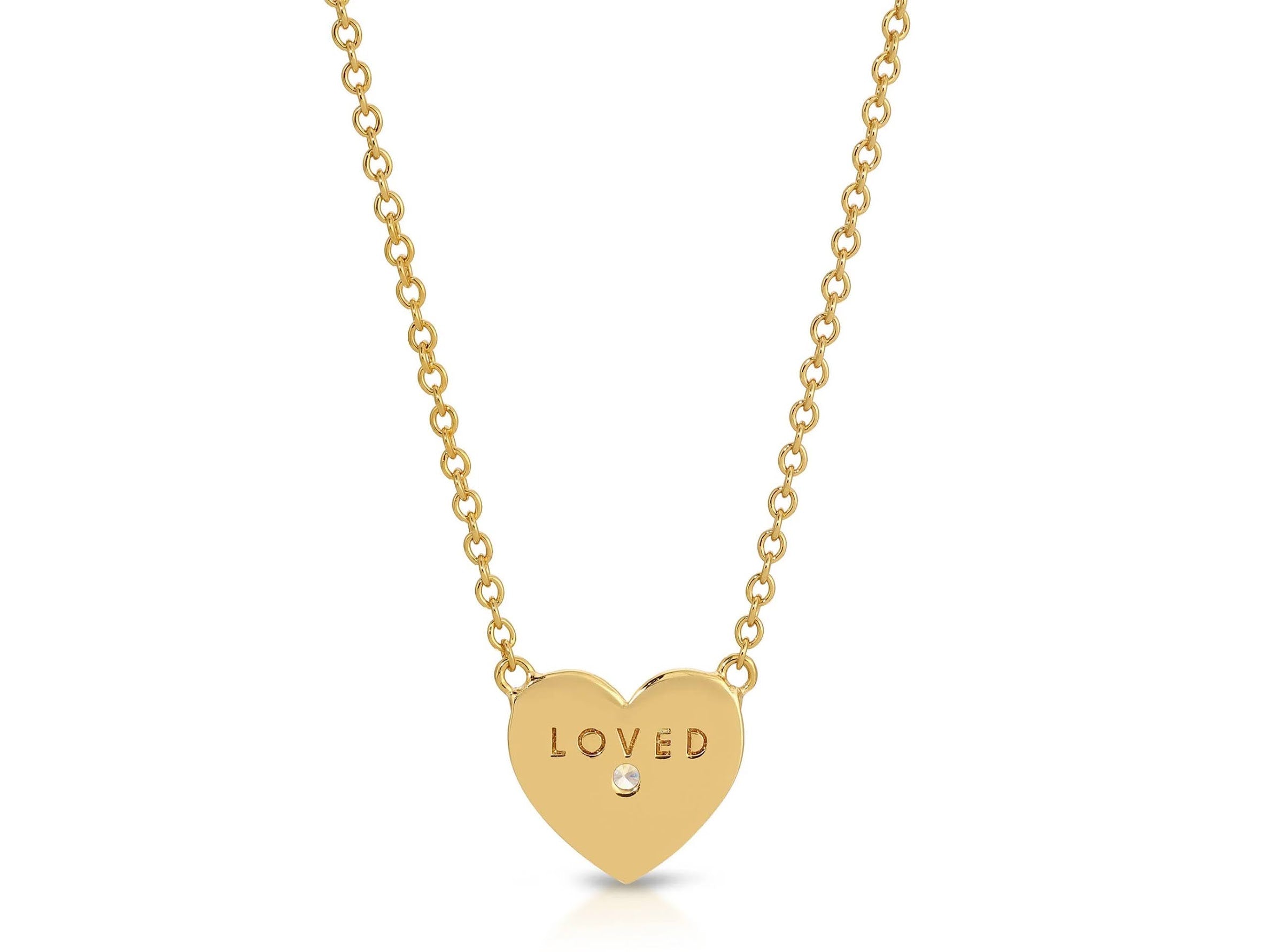 Rayed Heart Charm Necklace with CZ