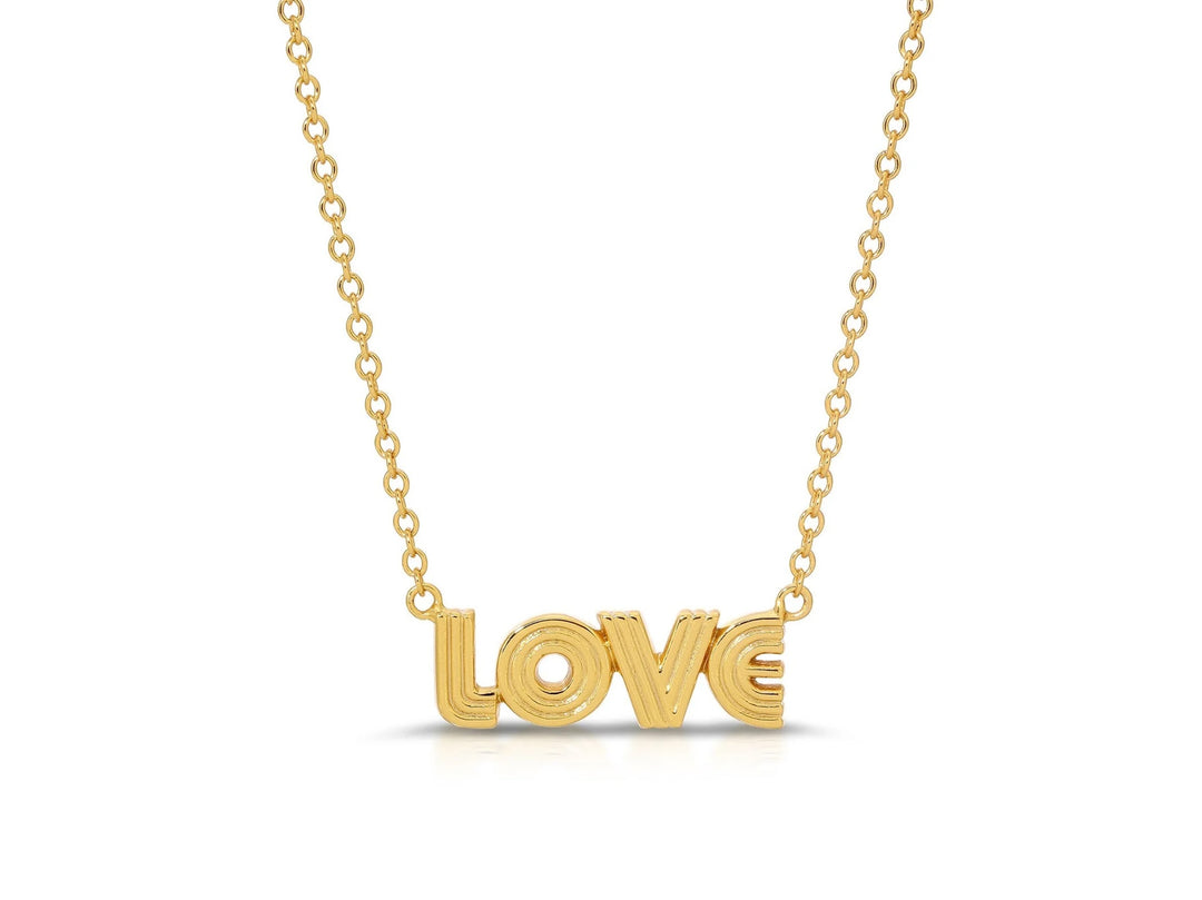 Grooved LOVE Charm Necklace