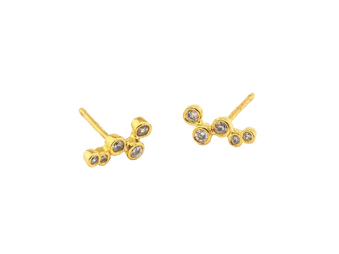 Gold Small CZ Climber Earrings