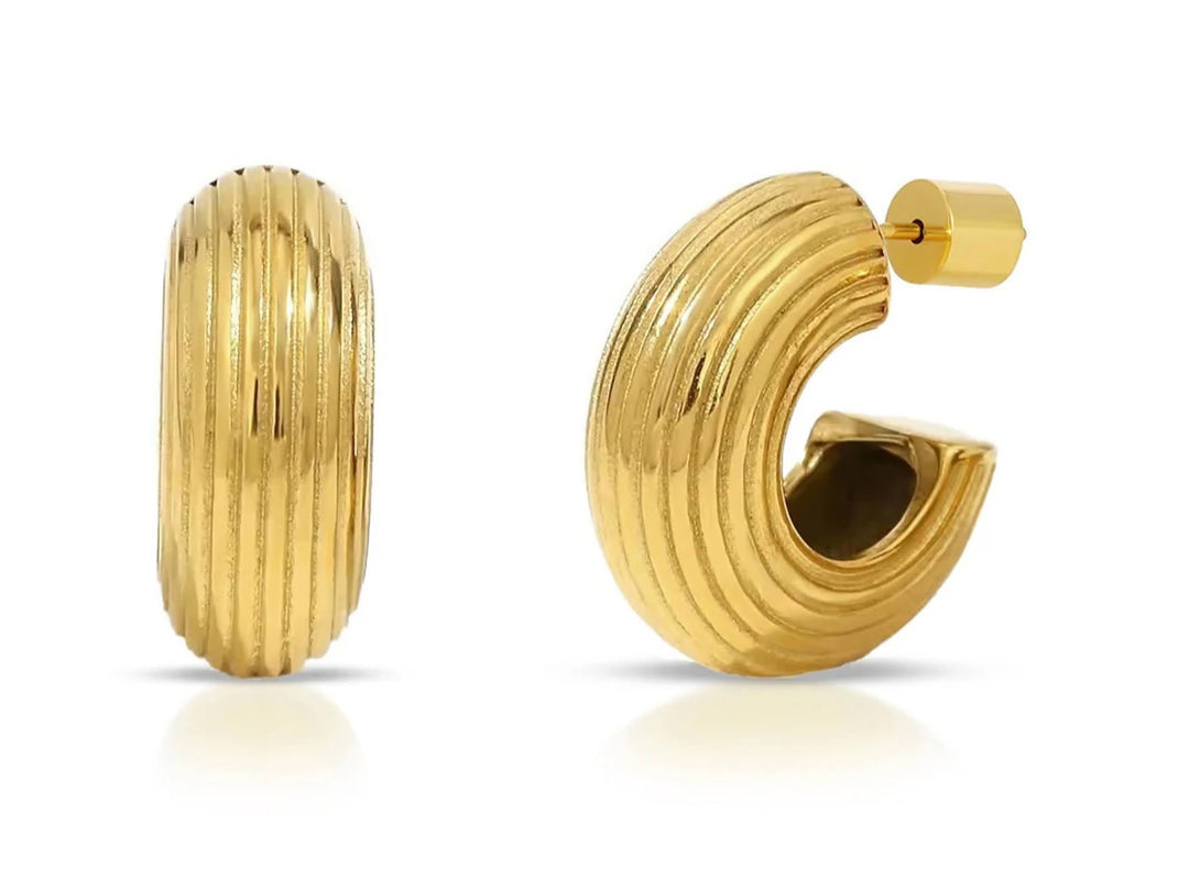 Gold Ridged Hoops