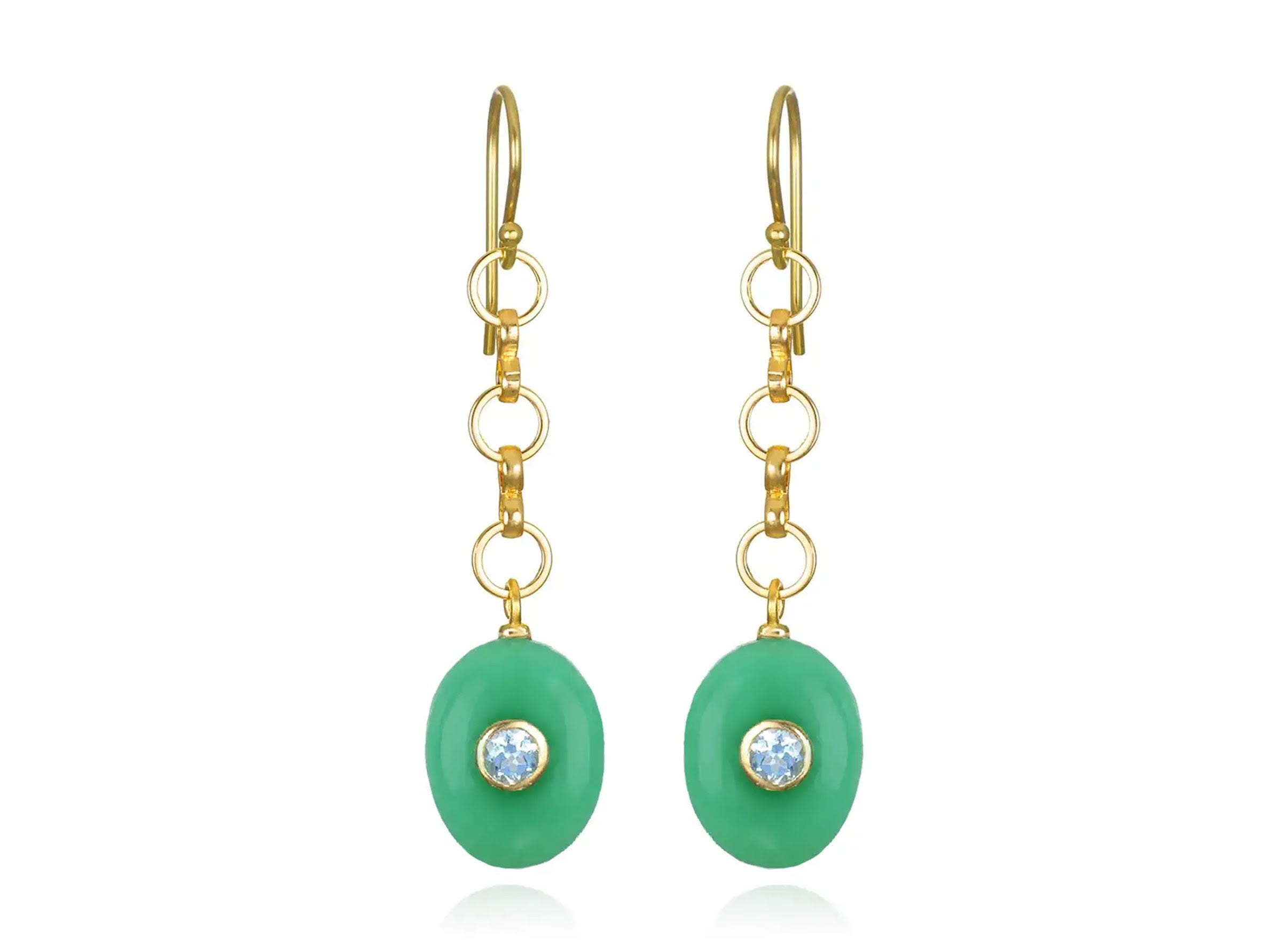 Chrysoprase and Topaz Chain Drop Earrings
