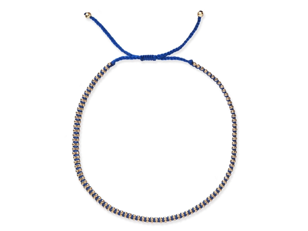 Handmade Navy Woven Gold Chain Bracelet