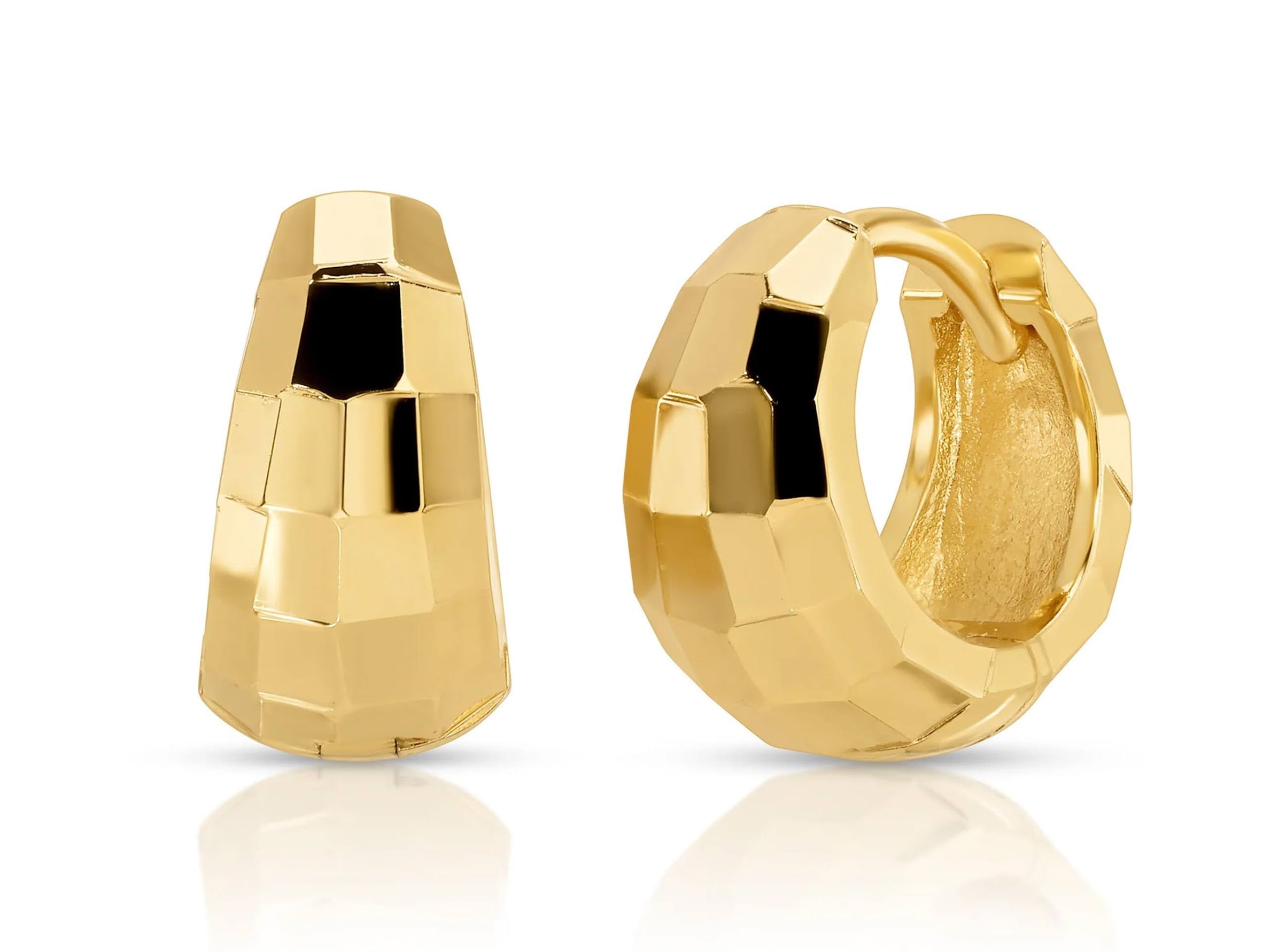 Gold Disco Cut Hoop Earrings