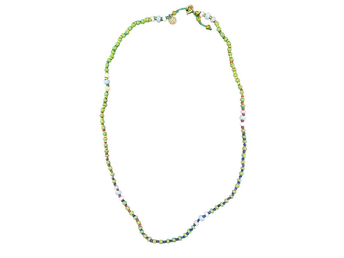 Green and Yellow African Bead Necklace