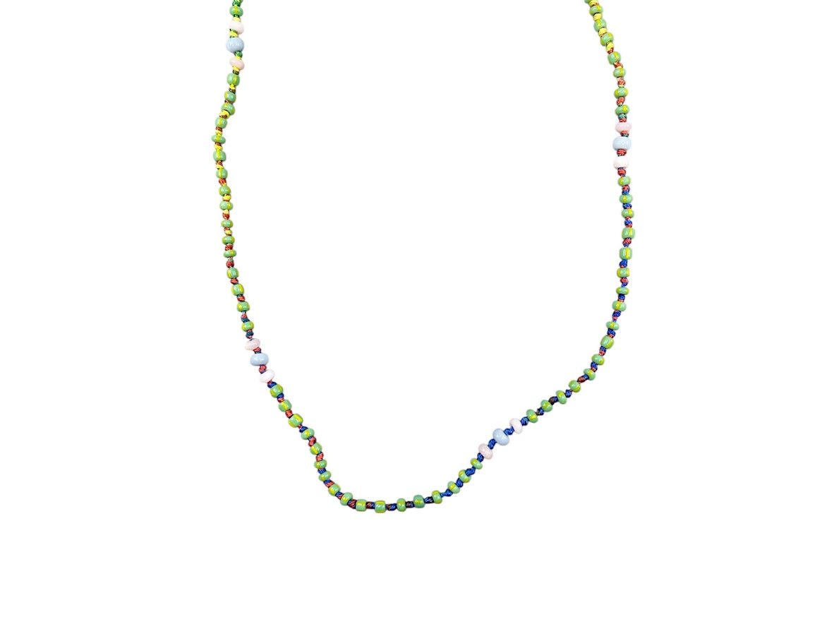 Green and Yellow African Bead Necklace