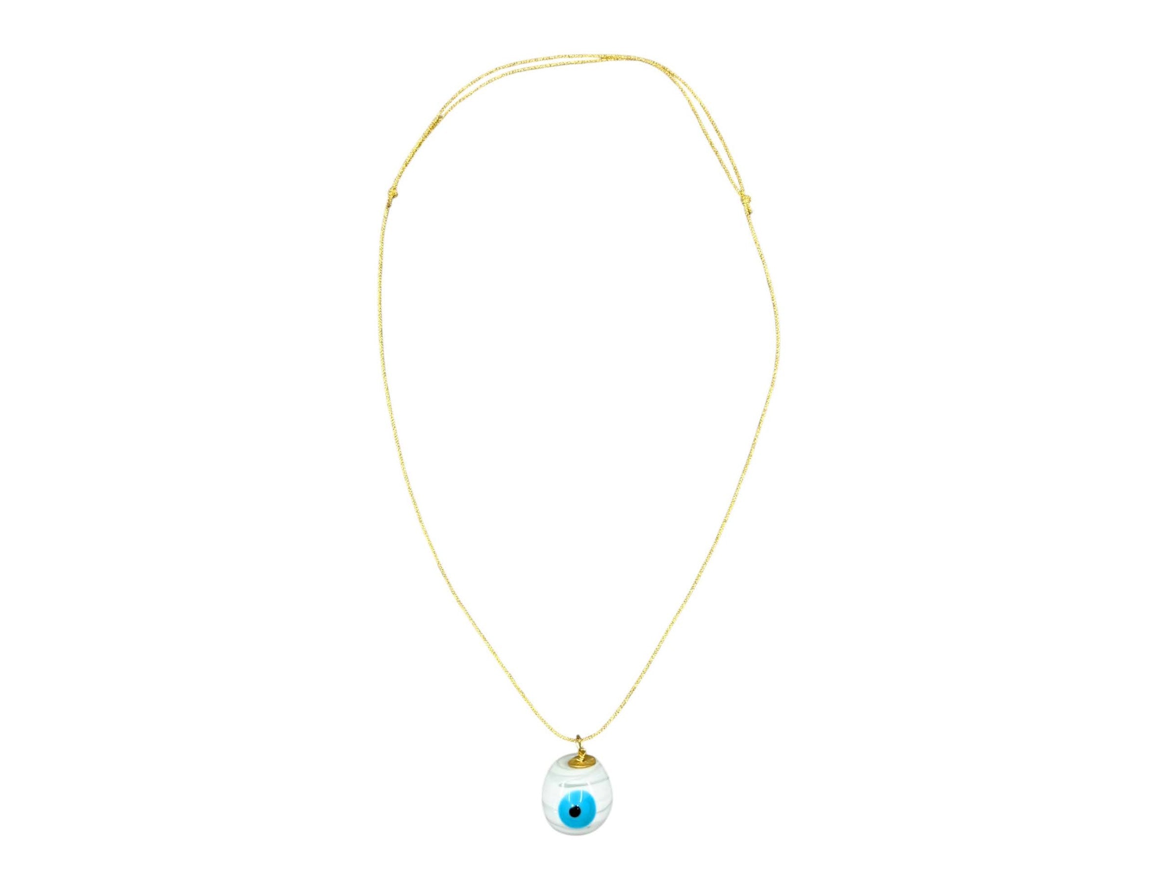 White Evil Eye Charm Necklace