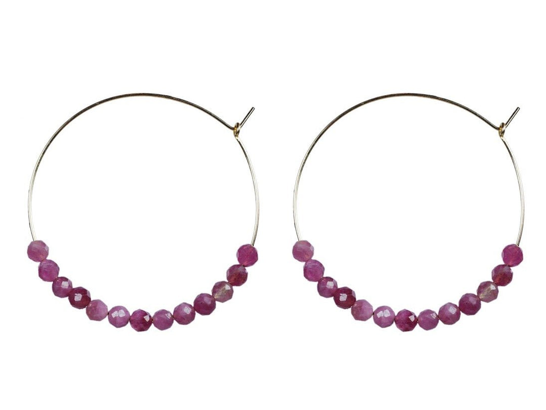 Pink Tourmaline Hoops