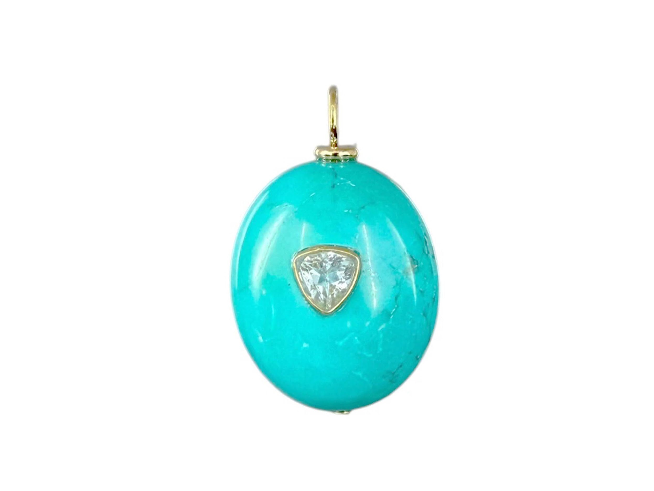 Natural Turquoise Charm with Blue Topaz