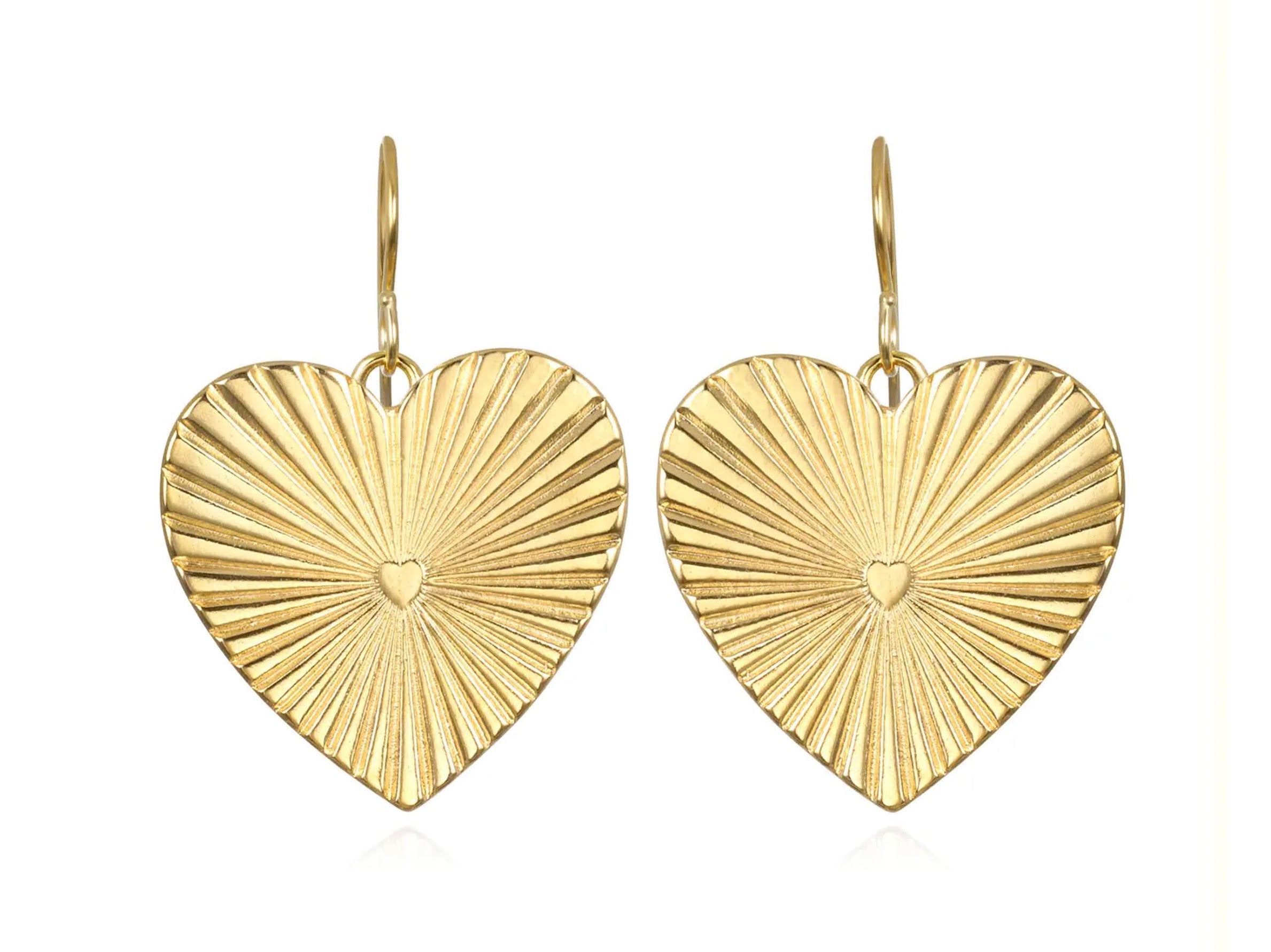 Fluted Heart Dangle Earrings