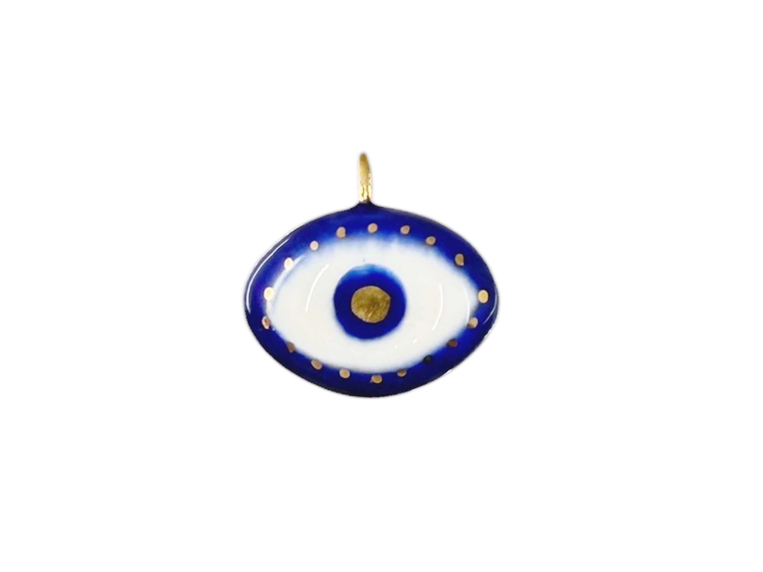 Handpainted Italian Porcelain Navy and White Evil Eye Charm