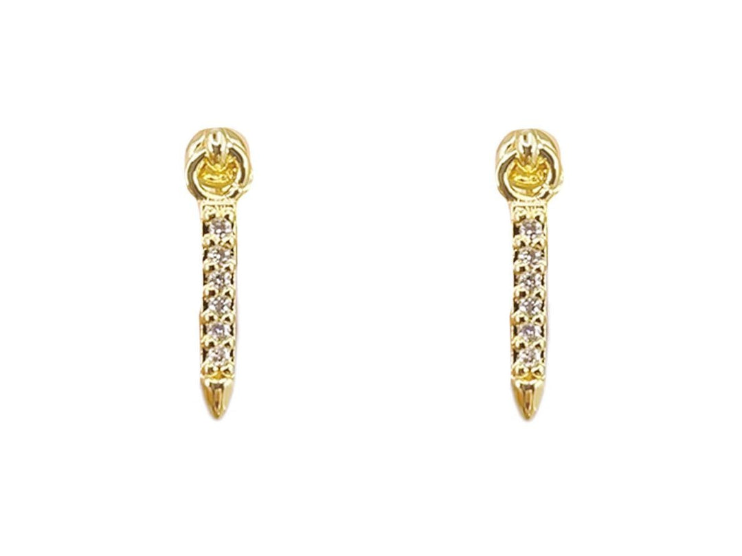 Short Gold Spear Drop Earrings with CZs