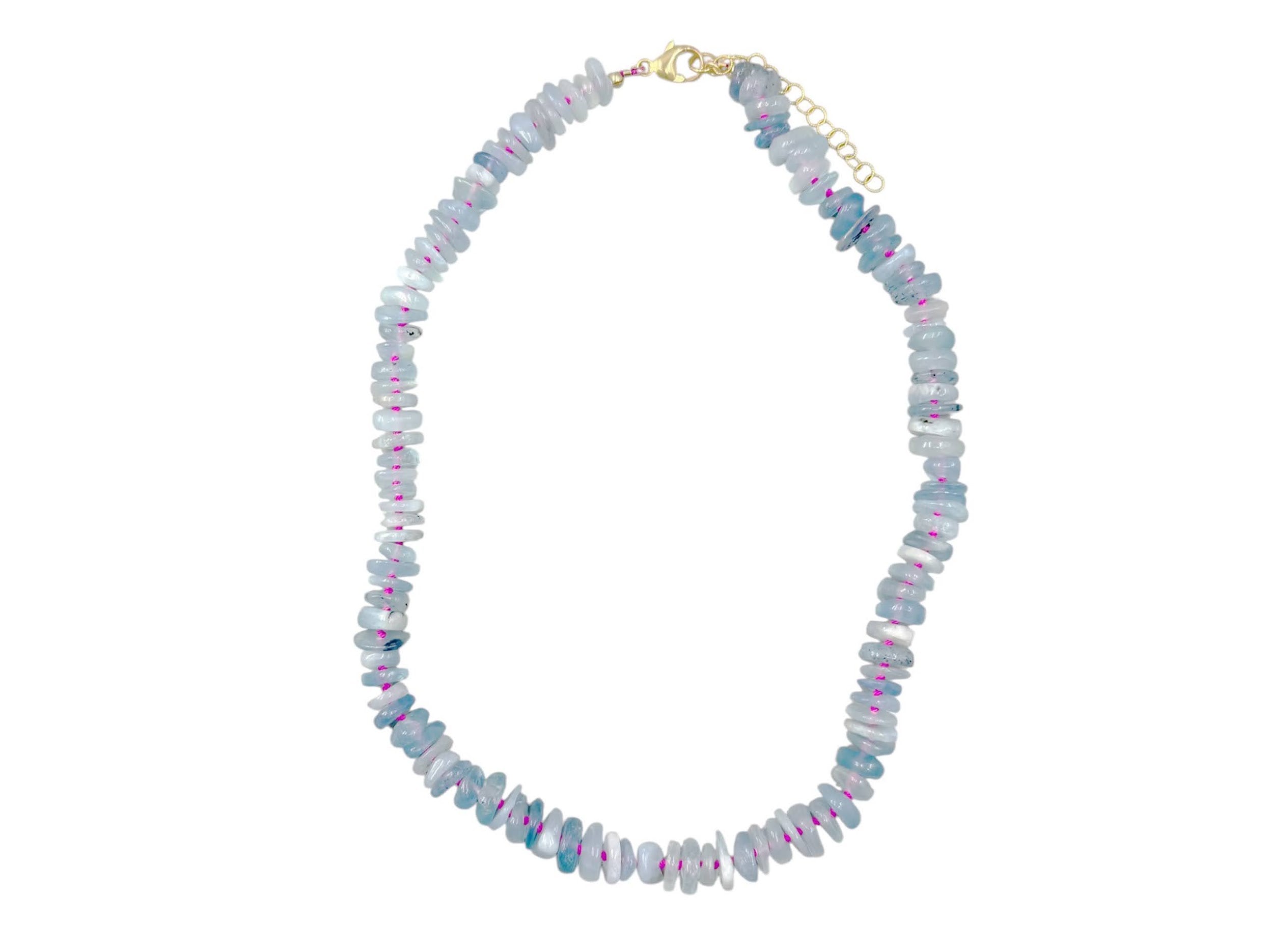 Natural Blue Aquamarine Slices Necklace