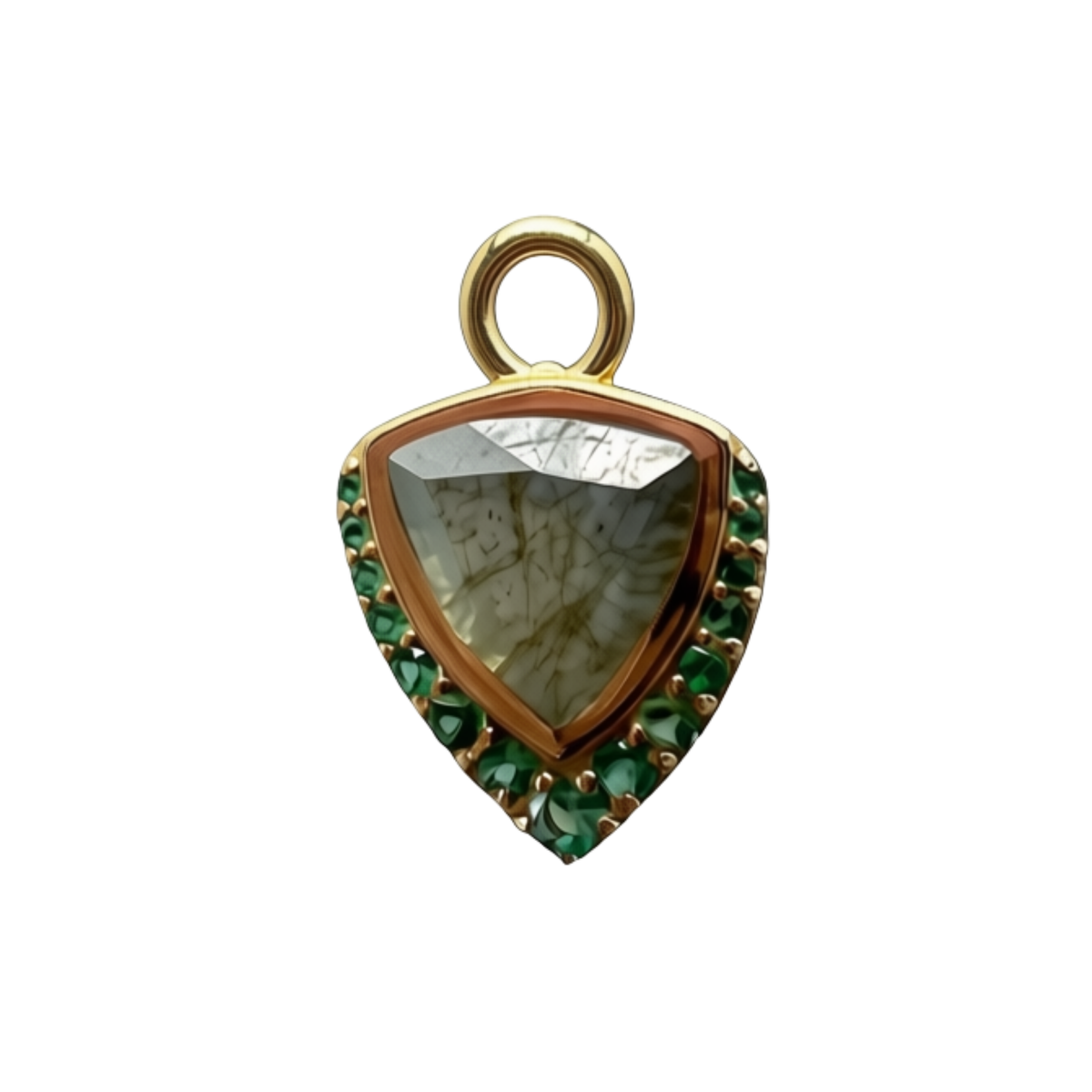 9k Labradorite and Emerald Drop Earring Charm