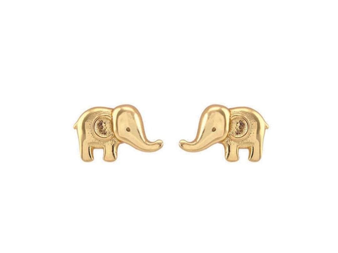 Gold Elephant Stud Earrings